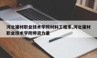 河北建材职业技术学院材料工程系,河北建材职业技术学院师资力量