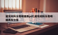 建筑材料分类明细表pdf,建筑材料分类明细表及价格