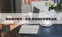 装修建材板块一览表,装修建材有哪些品类